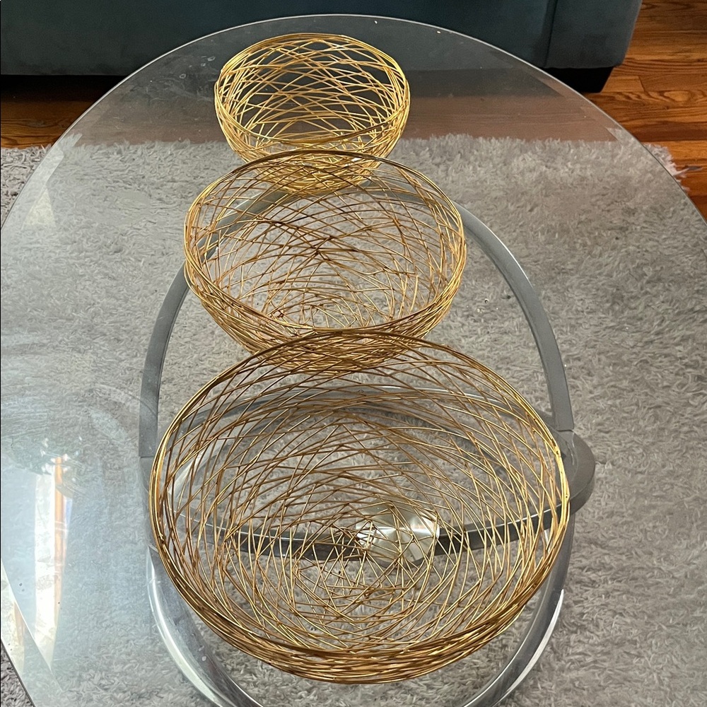 Set of Gold Wire Decorative Bowls